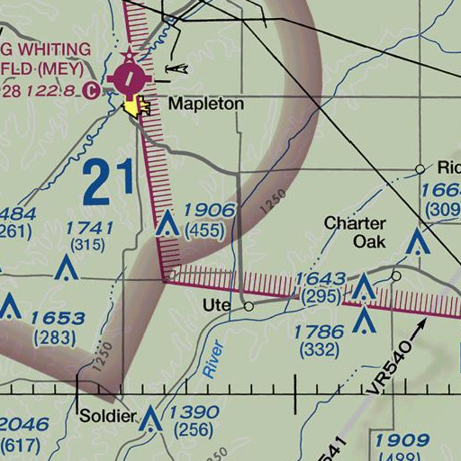 FAA VFR chart of Skunk Creek, IA