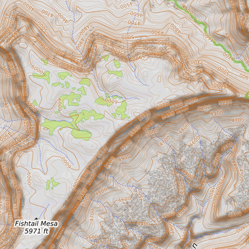 OpenTopoMap map of Fishtail Mesa, AZ