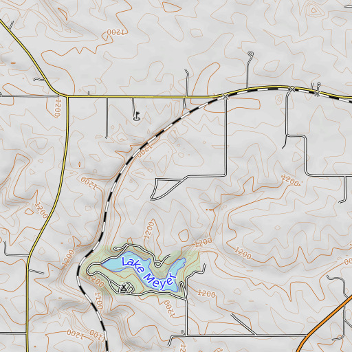 OpenTopoMap map of Lake Meyer Dam, IA