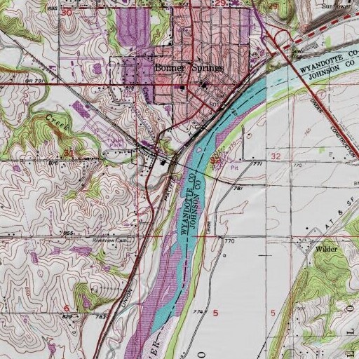 USGS 24K topo map of Wolf Creek, KS