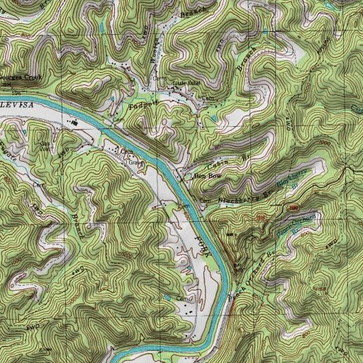 USGS 24K topo map of Cabin Branch, KY