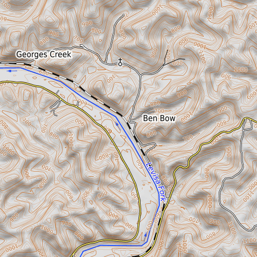 OpenTopoMap map of Cabin Branch, KY