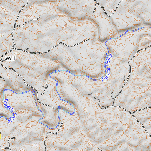 OpenTopoMap map of Elk Lick, KY