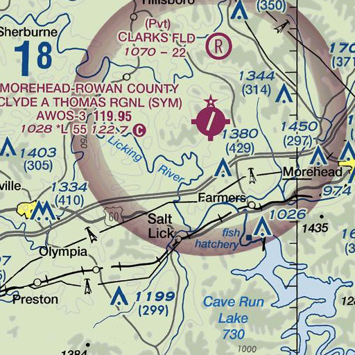 FAA VFR chart of Moores Ferry, KY