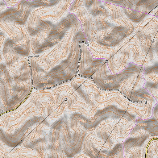 OpenTopoMap map of Carter Roark Branch, KY