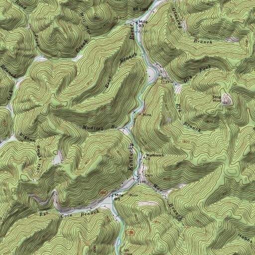 USGS 24K topo map of Mudlick Branch, KY
