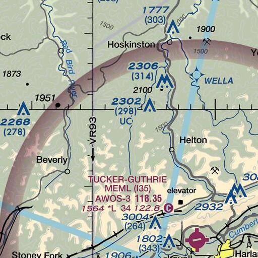 FAA VFR chart of Mudlick Branch, KY