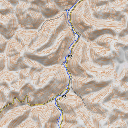 OpenTopoMap map of Mudlick Branch, KY