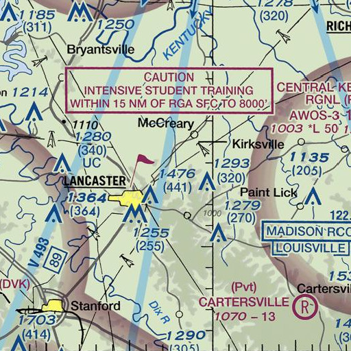 FAA VFR chart of Garrard County, KY