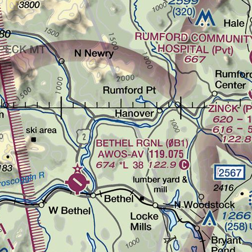 FAA VFR chart of Bartlett Cemetery, ME