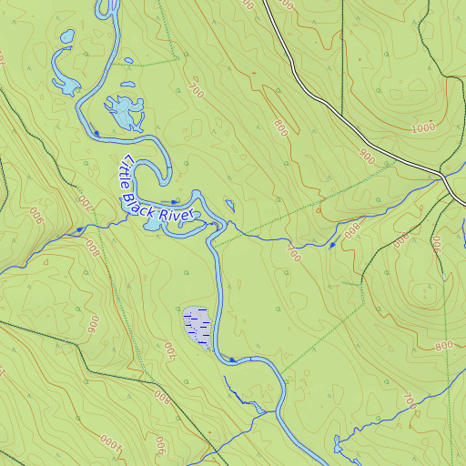 OpenTopoMap map of Meadow Brook, ME