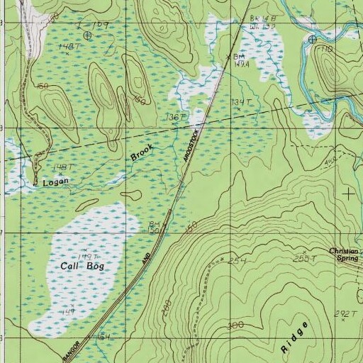 USGS 24K topo map of Ricker Siding, ME