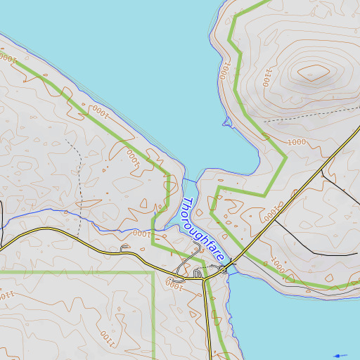 OpenTopoMap map of Throughfare Campsite, ME