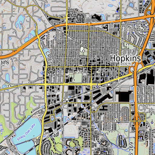 OpenTopoMap map of Central Park, MN