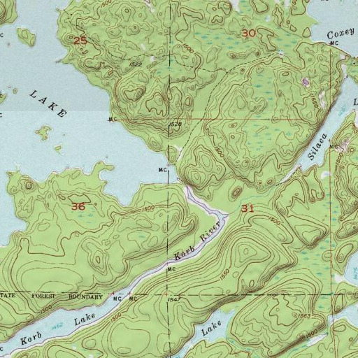 USGS 24K topo map of Korb River, MN