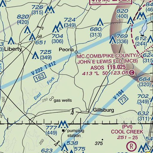 FAA VFR chart of Bates School (historical), MS