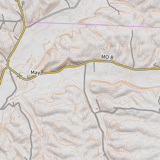 OpenTopoMap map of Charleton Hollow, MO