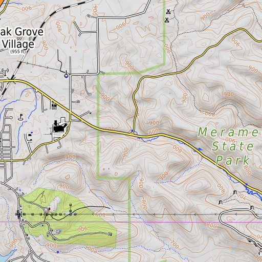 OpenTopoMap map of Elm Spring, MO
