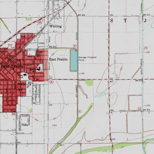 USGS 24K topo map of Saint James Ditch, MO