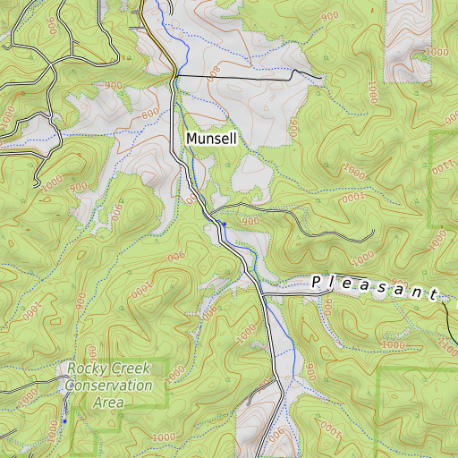 OpenTopoMap map of Munsell Spring, MO