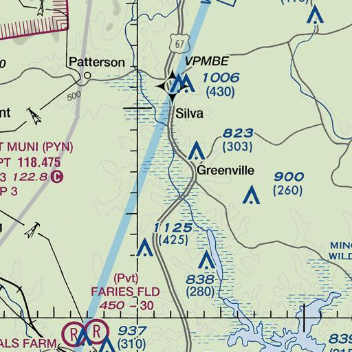 FAA VFR chart of Wayne County, MO