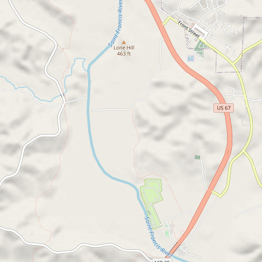 OpenStreetMap map of Wayne County, MO
