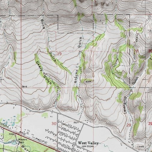 USGS 24K topo map of Bund Gulch, MT
