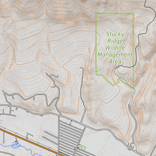 OpenTopoMap map of Bund Gulch, MT