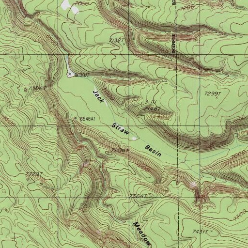 USGS 24K topo map of Jack Straw Basin, MT