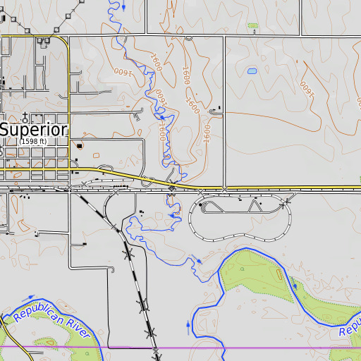 OpenTopoMap map of Oak Creek, NE