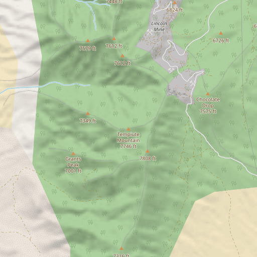 OpenStreetMap map of Tempiute Mountain, NV