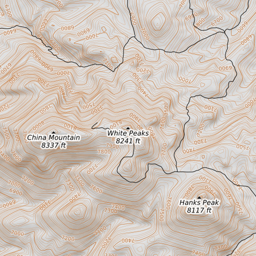 OpenTopoMap map of White Peaks, NV