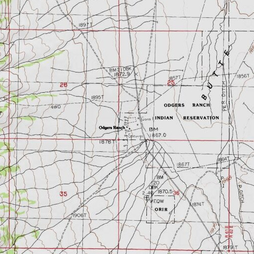 USGS 24K topo map of Odgers Ranch, NV