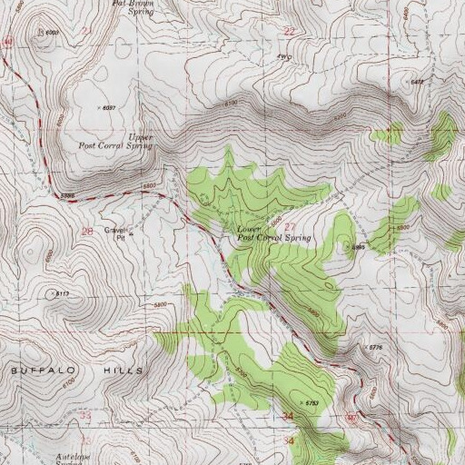 USGS 24K topo map of Lower Post Corral Spring, NV