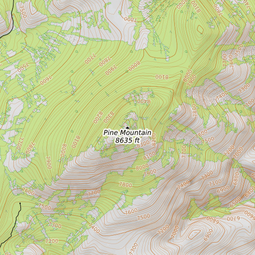OpenTopoMap map of Pine Mountain, NV