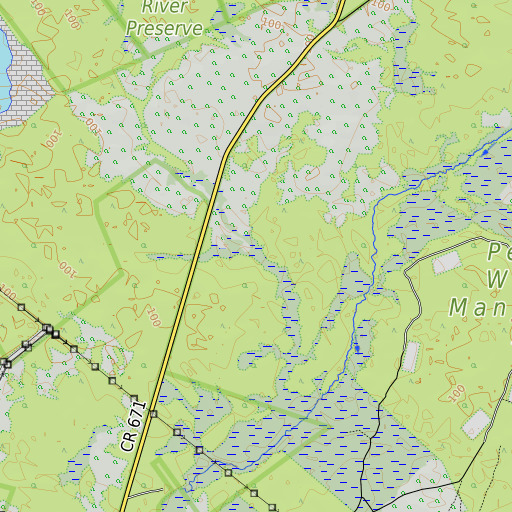 OpenTopoMap map of Cossa Boones Branch, NJ