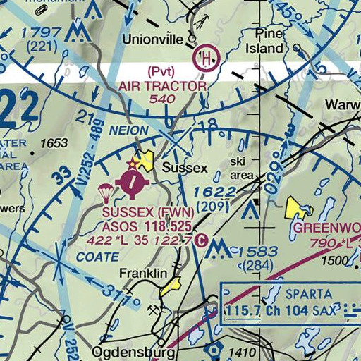 FAA VFR chart of Papakating Creek, NJ