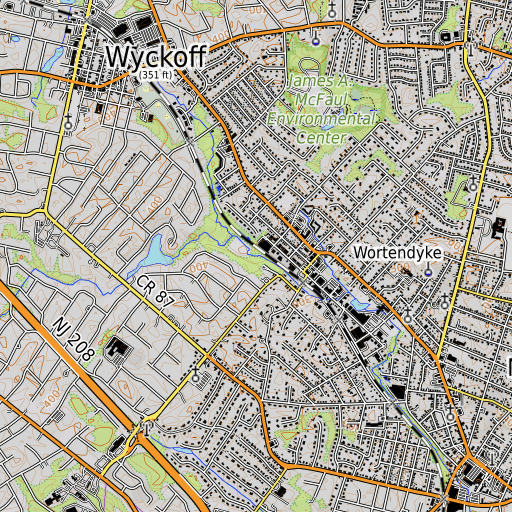 OpenTopoMap map of Maple Lake, NJ