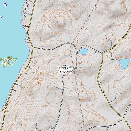 OpenTopoMap map of King Hill, NY