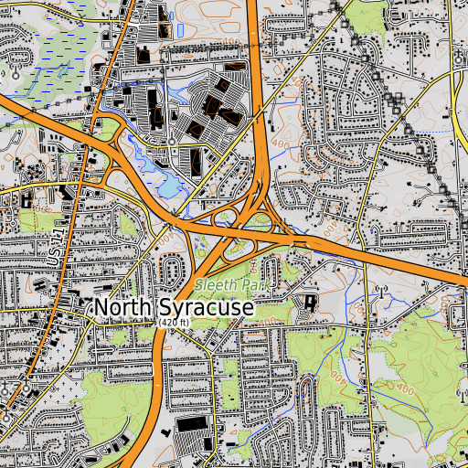 OpenTopoMap map of North Syracuse Interchange, NY