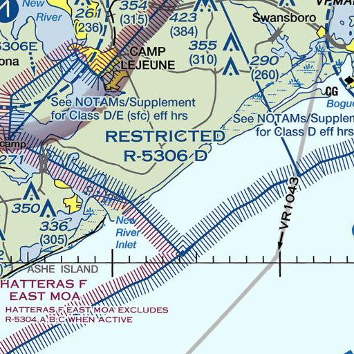 FAA VFR chart of Onslow Beach, NC