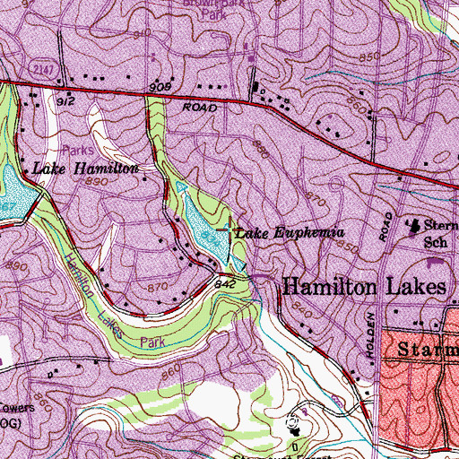 Topographic Map of Benjamin Lake Dam, NC