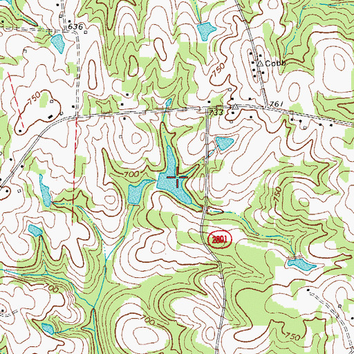 Topographic Map of Whitesell Lake Number Two, NC