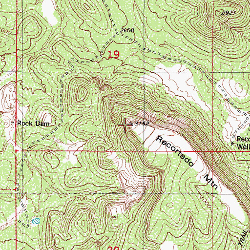 Topographic Map of Recortado Mountain, AZ