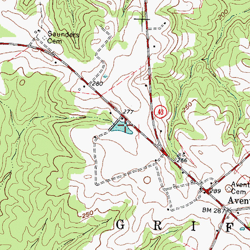 Topographic Map of Fraziers Pond, NC