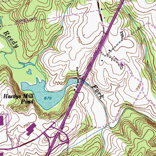 Topographic Map of Hardys Mill Pond Dam, NC