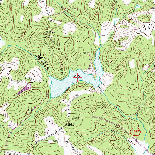 Topographic Map of Town Fork Creek Watershed Lake Fifteen, NC
