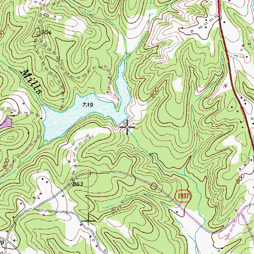 Topographic Map of Town Fork Creek Watershed Dam Number Fifteen, NC