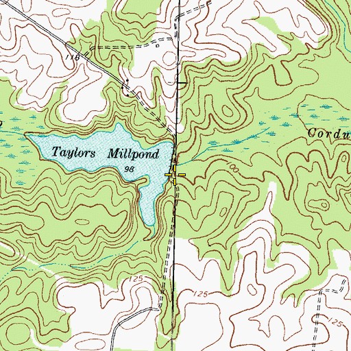 Topographic Map of Taylors Mill Pond Dam, NC