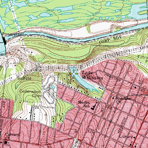 Topographic Map of Rochelle Pond Dam, NC